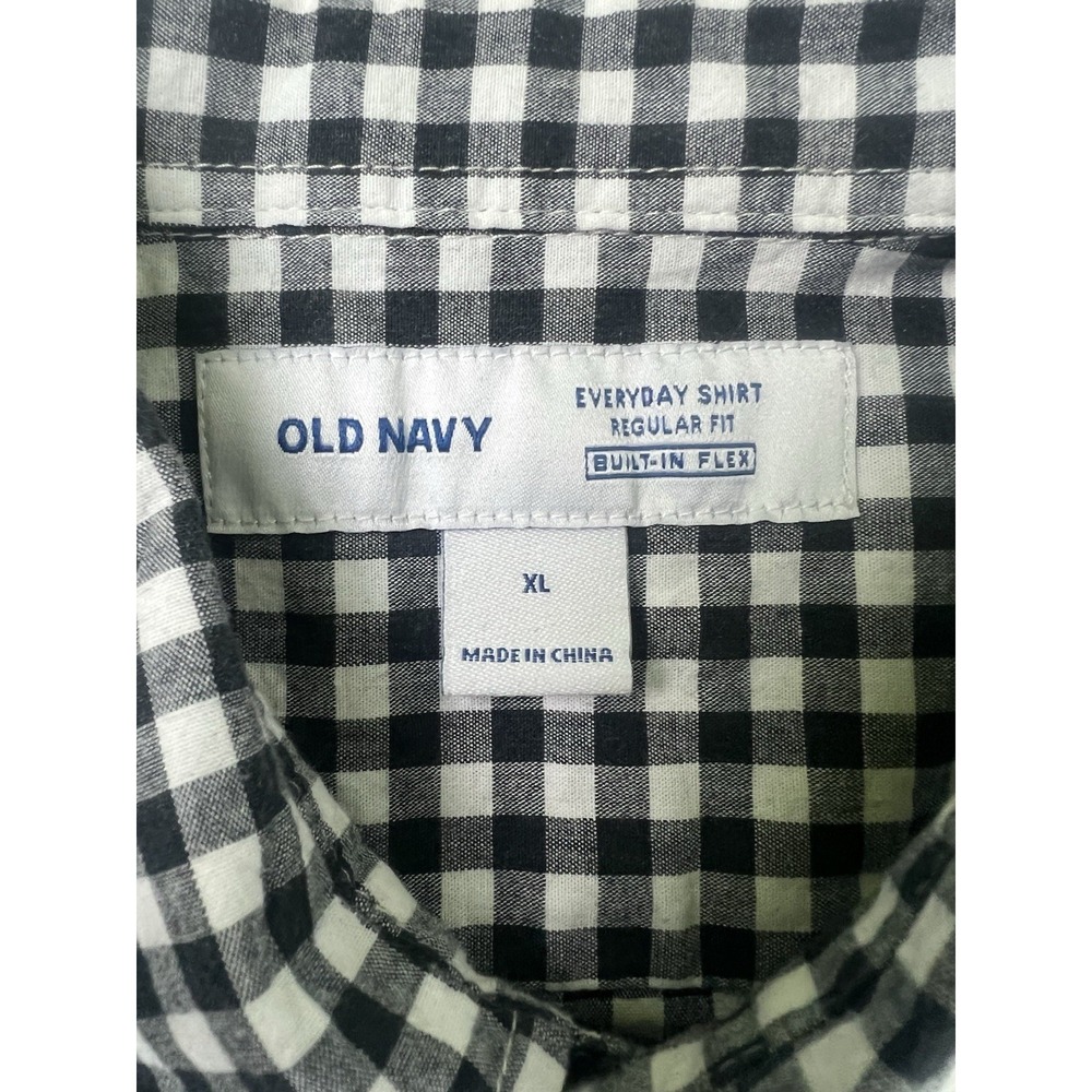 Old Navy button down shirt mens XL Long Sleeve Plaid Black - Picture 5 of 6